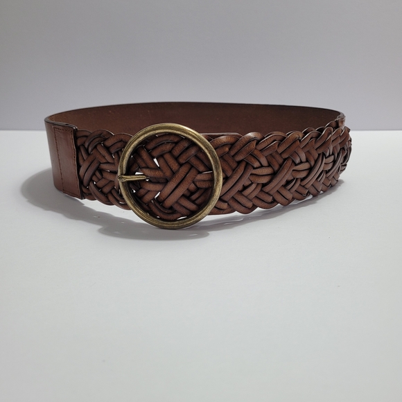 LOFT Ann Taylor Brown and Gold Woven Belt with Classic Buckle - Picture 1 of 12
